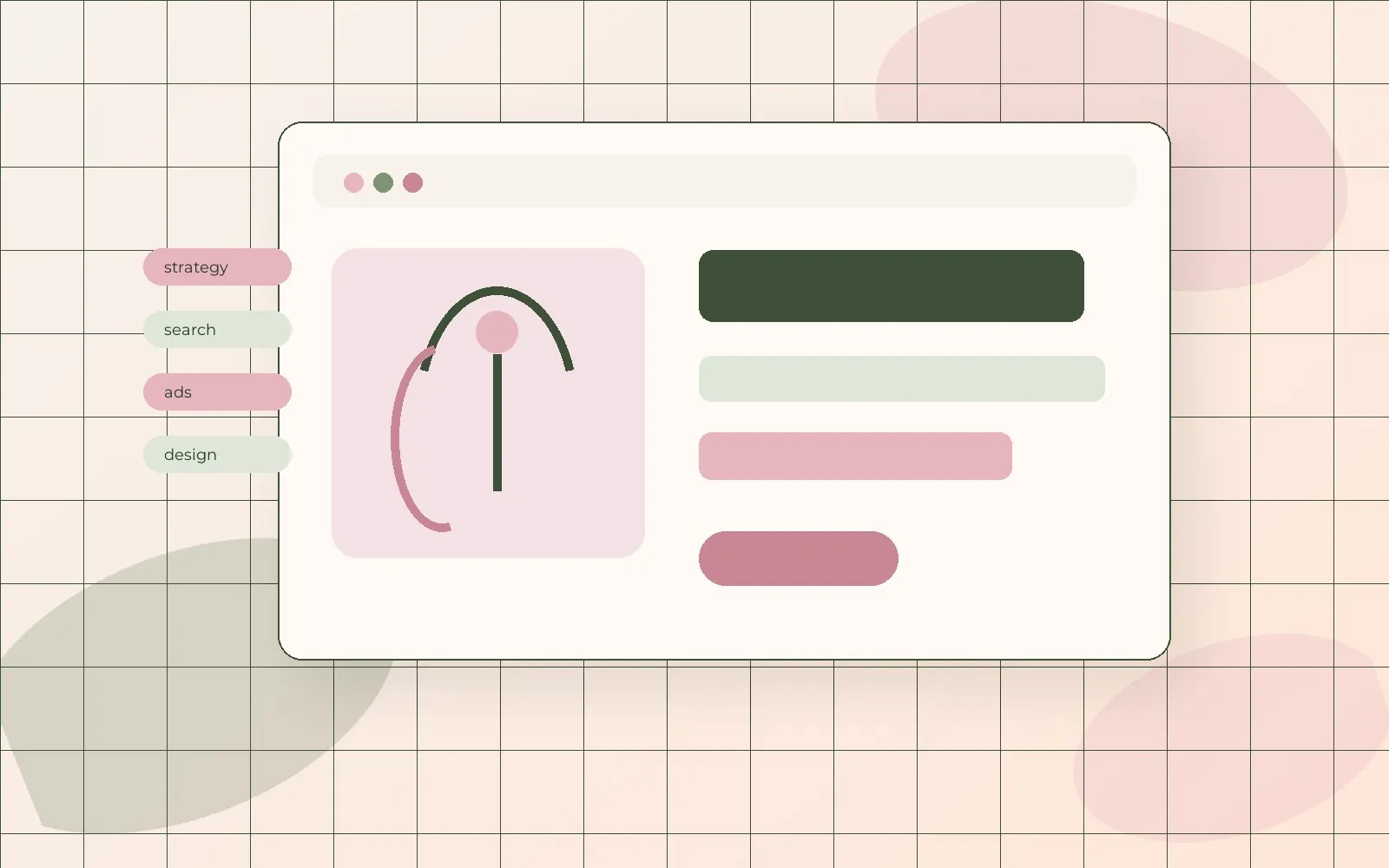 Wellness studio website concept with soft pink and sage yoga marketing details