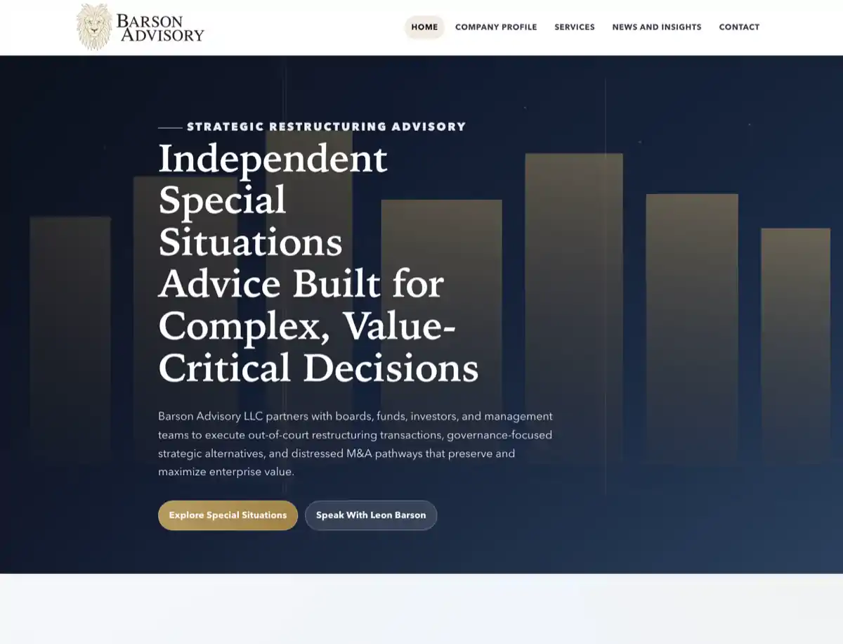 Homepage screenshot of Barson Advisory